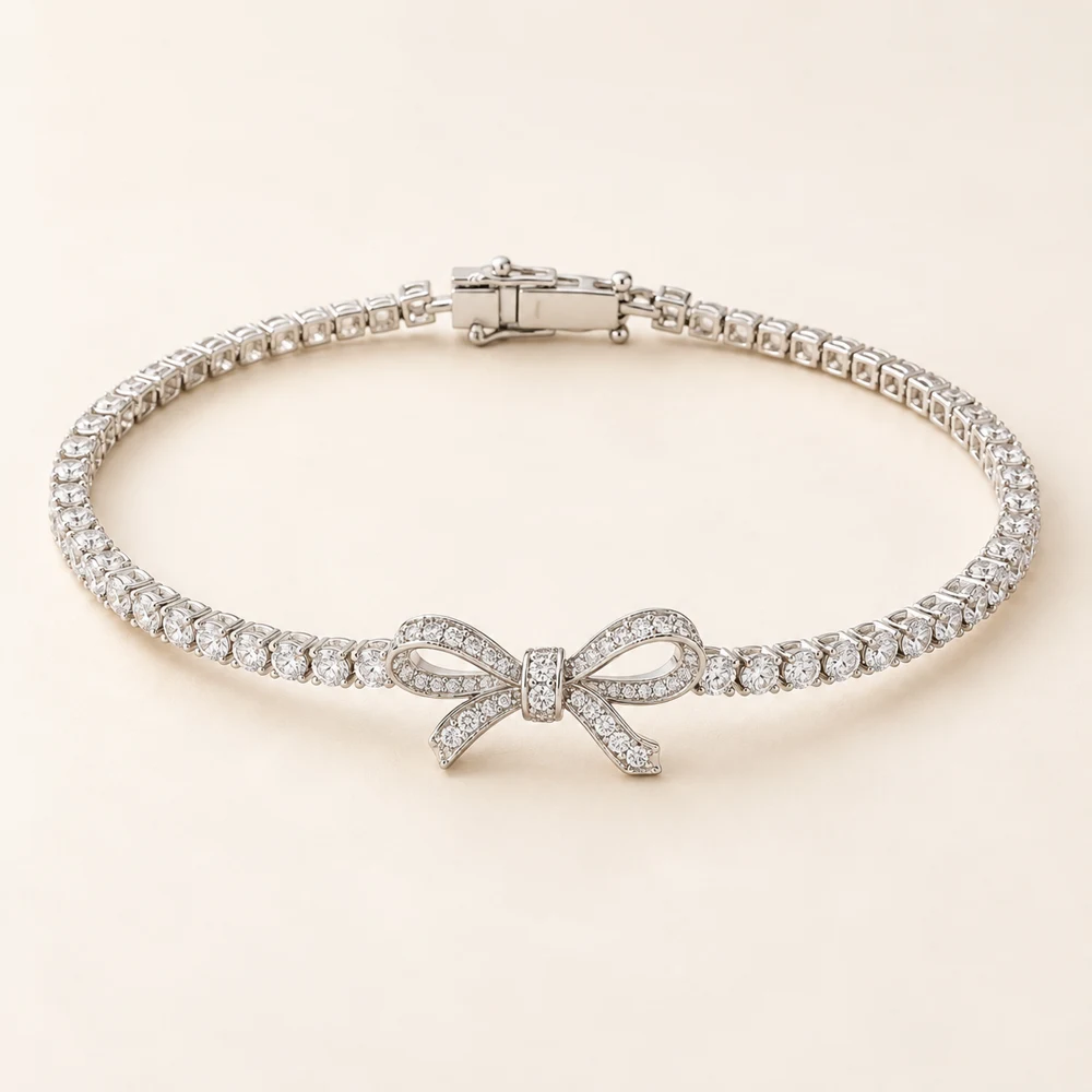 Ribbon Tennis Bracelet in Silver
